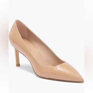 Stuart Weitzman Nude Patent Pointed-Toe Pump